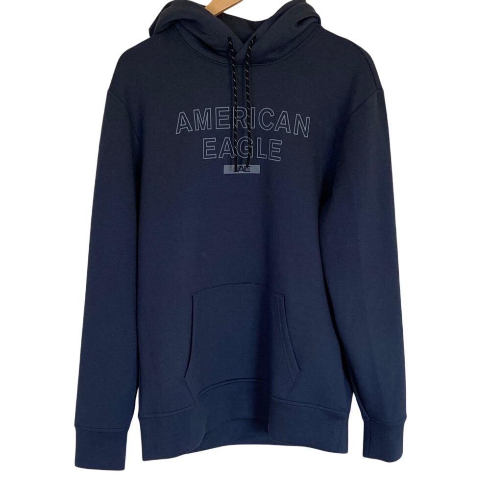 American Eagle Outfitters Men's Blue Hoodie Spell Out Size‎ Medium Tall Classic